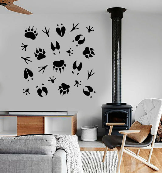 Vinyl Wall Decal Forest Animal Tracks Nature Hunting Club Hunter Stickers 3726ig