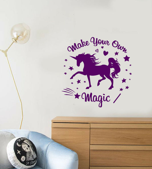 Autocollant mural en vinyle, citation de Motivation, mots de conte de fées, licorne magique, autocollants 3738ig 