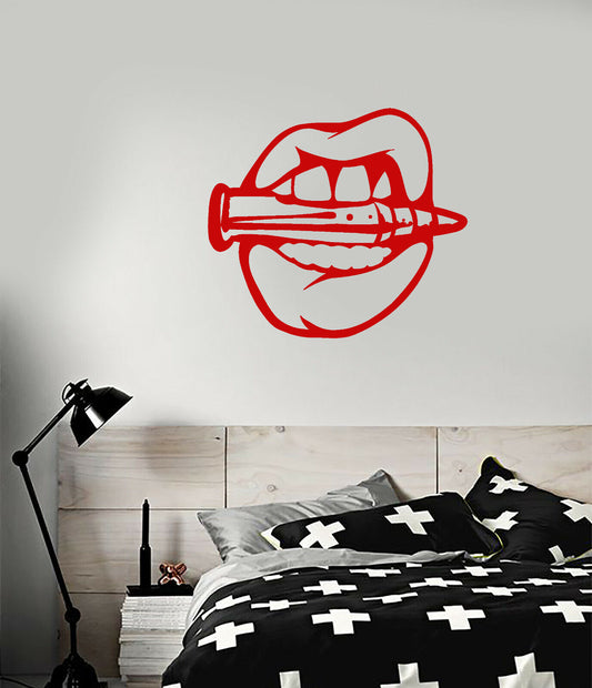 Autocollant mural en vinyle, lèvres de fille Sexy, balle militaire pour adultes (3762ig)