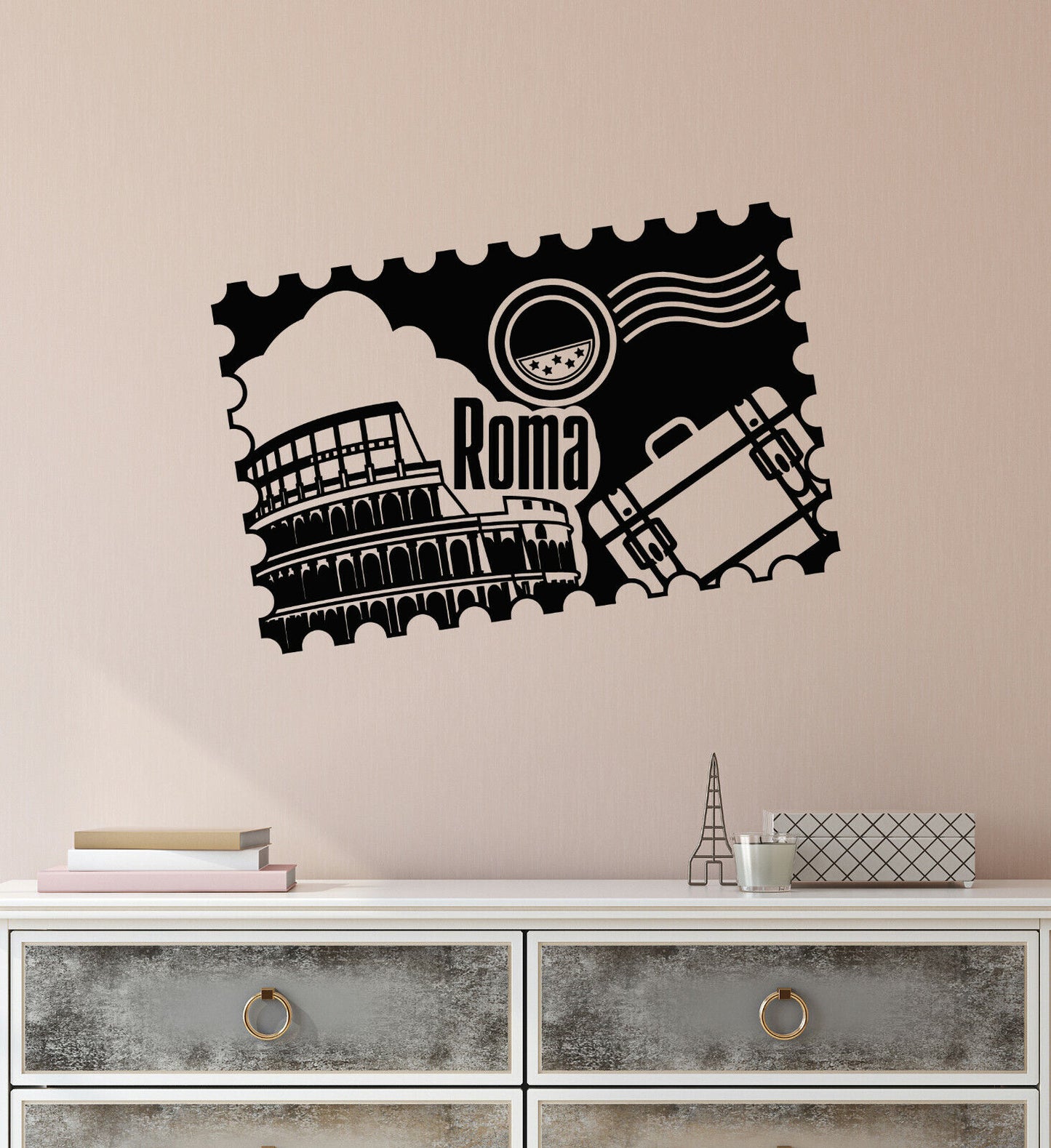 Vinyl Wall Decal Rome Italy Travel Agency Tourism Postage Stamp Stickers 3767ig