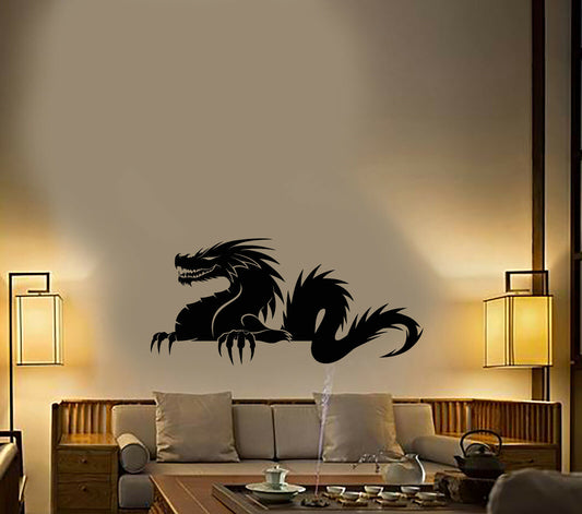 Autocollant mural en vinyle avec Silhouette de Dragon asiatique, autocollants de bête fantastique (3783ig)