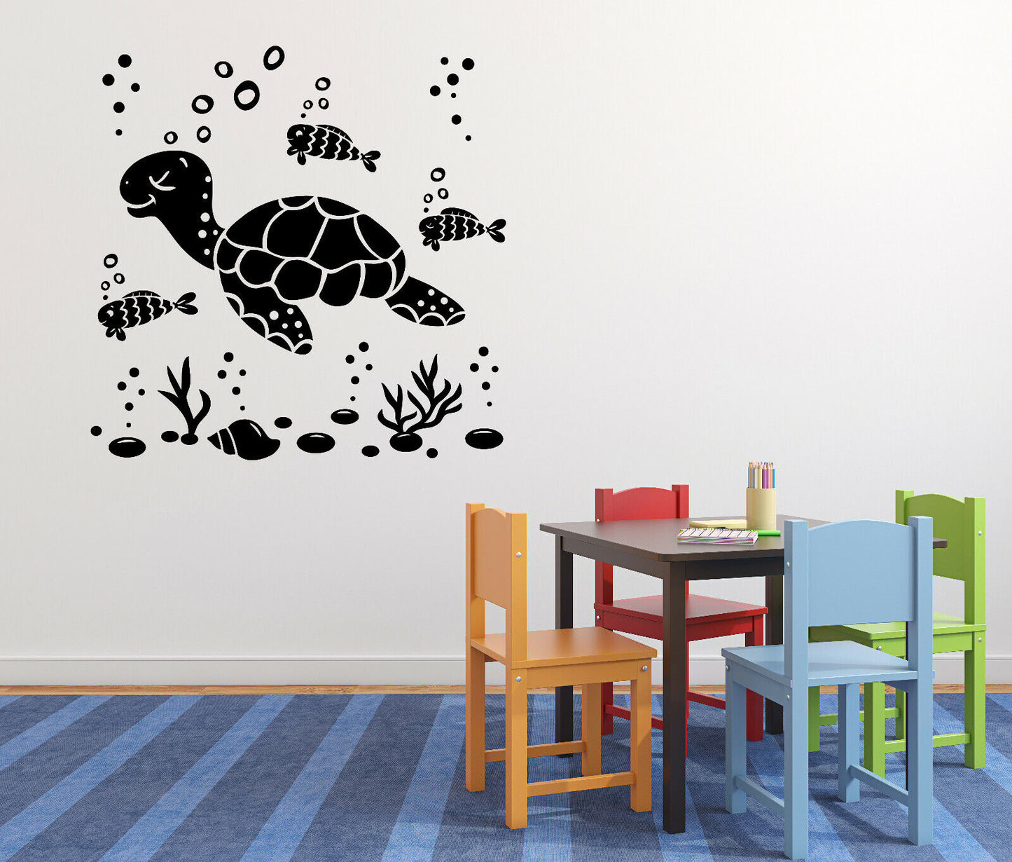 Vinyl Decal Wall Sticker Funny Little Turtle Ocean Marine Animals (n1105)