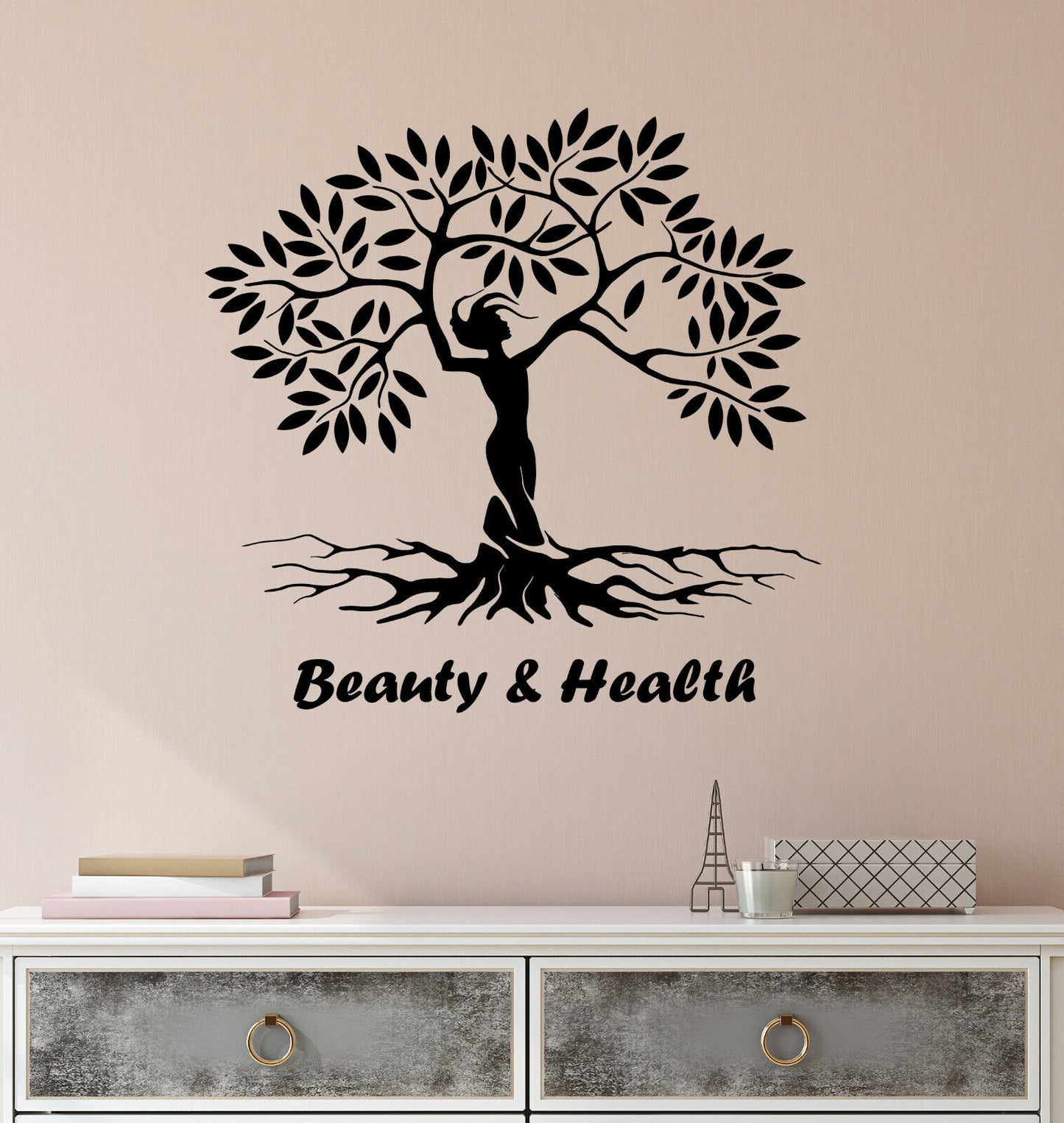 Autocollant mural en vinyle beauté et santé Nature fille arbre écologie autocollants (3808ig)