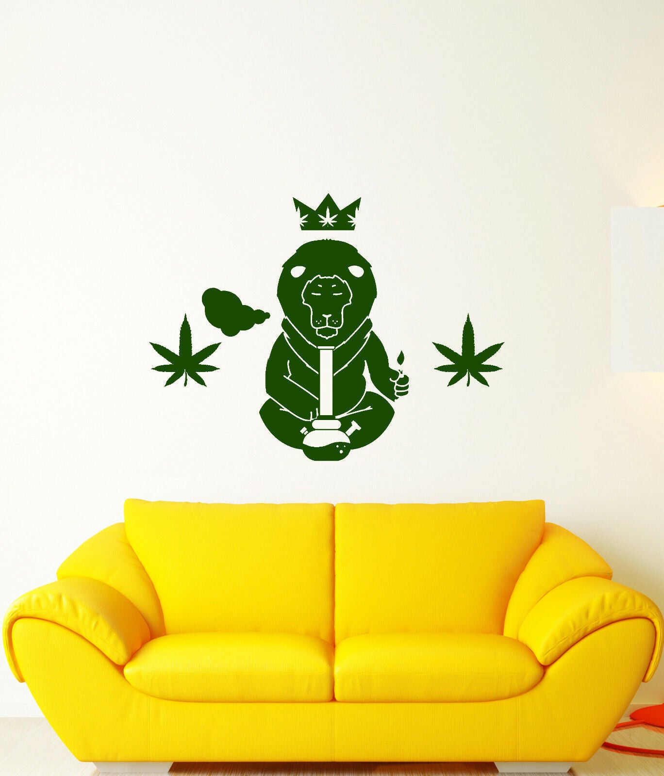 Vinyl Wall Decal Rastaman Hippie Lion Bong Hemp Hash Stickers (3824ig)