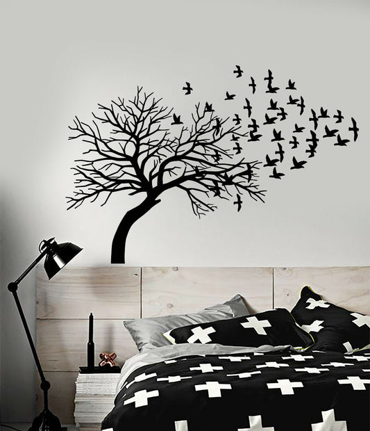 Vinyl Wall Decal Gothic Style Forest Tree Branches Birds Nature Stickers 3828ig