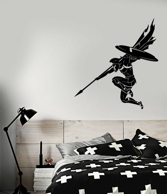 Vinyl Wall Decal Ancient Greek Spartan Warrior With Spear Helmet Stickers 3830ig