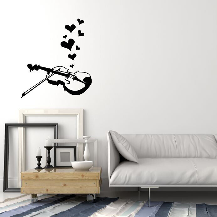 Vinyl Wall Decal Violin Music Instrument Shop Love Song Stickers (3831ig)