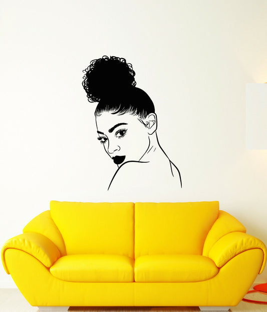 Vinyl Wall Decal Sexy Girl Face Lips Beauty Hair Salon Makeup Stickers (3842ig)