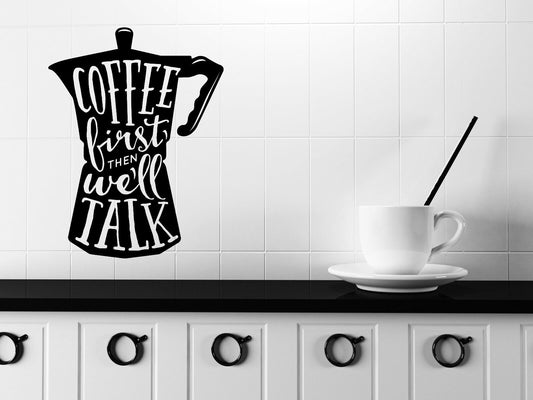 Wall Vinyl Decal Words on Coffee Pot Quotes About Coffee Shop Decor n1131