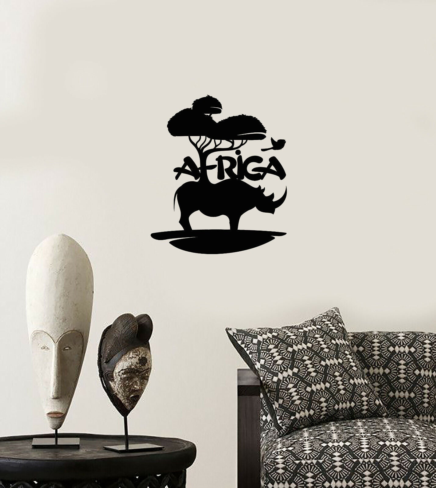 Autocollant mural en vinyle avec Logo africain, paysage de rhinocéros, autocollants naturels (3881ig)