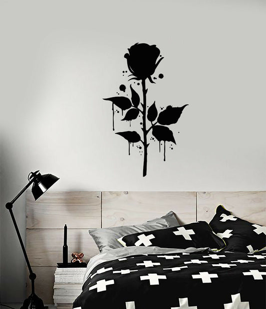 Autocollant mural en vinyle pour jardin, Style gothique, fleur de rose (3885ig)