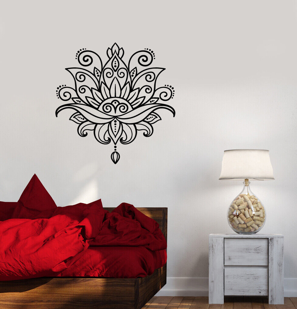 Vinyl Wall Decal Lotus Flower Ornament Yoga Room Decor Stickers (3892ig)