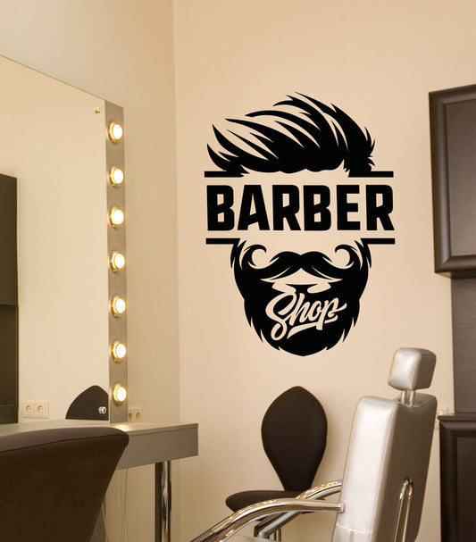 Vinyl Wall Decal Barbershop Logo Hair Cutting Salon For Men Stickers (3910ig)