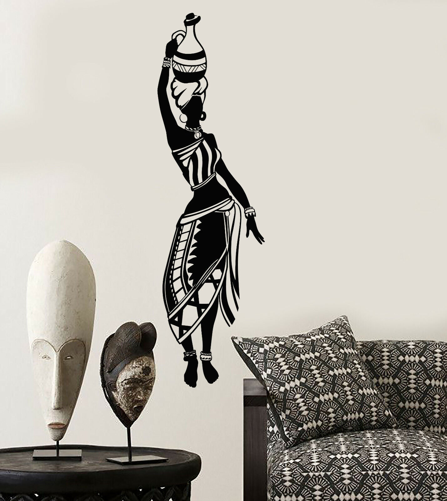 Vinyl Wall Decal African Ethnic Style Woman Native Turban Stickers (3928ig)