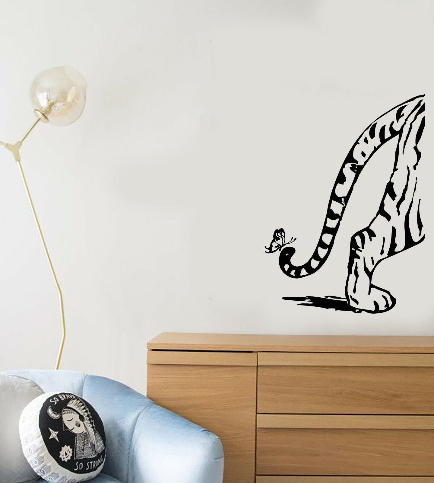 Wandtattoo Kinderzimmer, Vinyl, Motiv: Tigerschwanz, Schmetterling, Tier, 3931ig