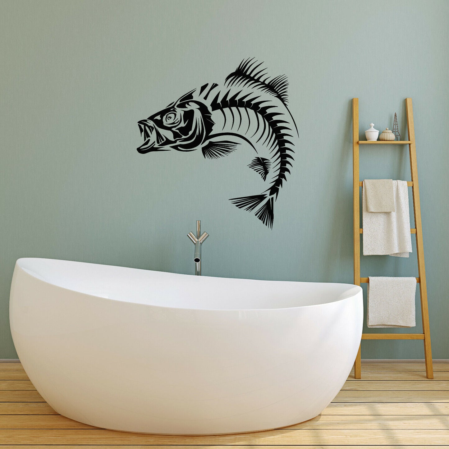 Vinyl Wall Decal Fish Skeleton Hobby Fishing Club Stickers (3962ig)