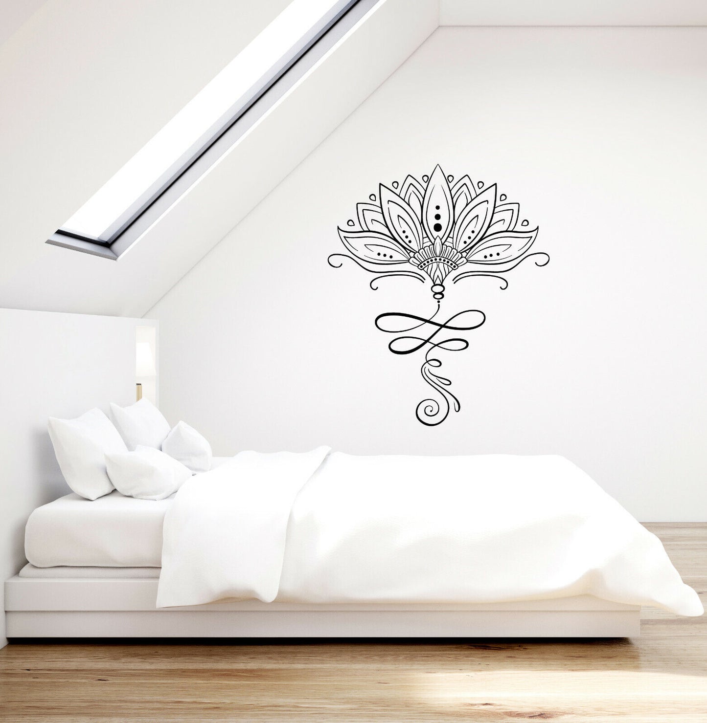 Vinyl Wall Decal Lotus Flower Ornament Yoga Studio Decor Stickers (3967ig)