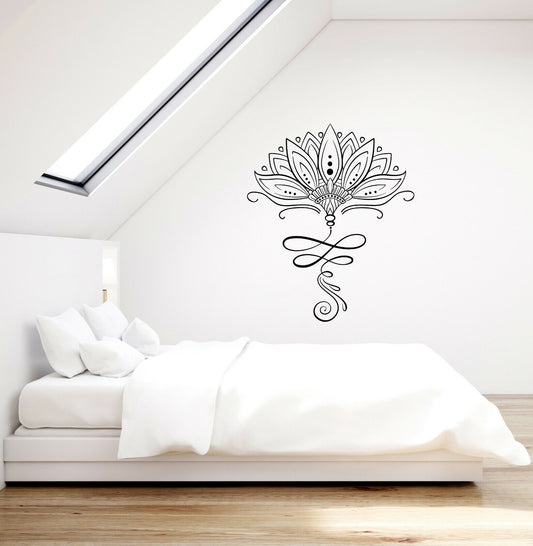 Vinyl Wall Decal Lotus Flower Ornament Yoga Studio Decor Stickers (3967ig)