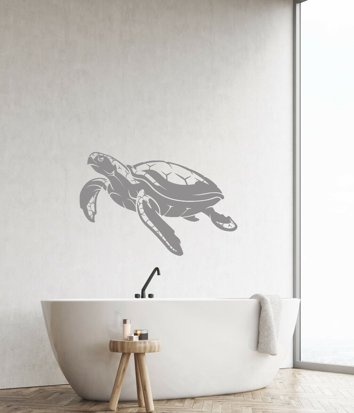 Autocollant mural en vinyle, tortue de mer, animaux, style plage maritime (3976ig)