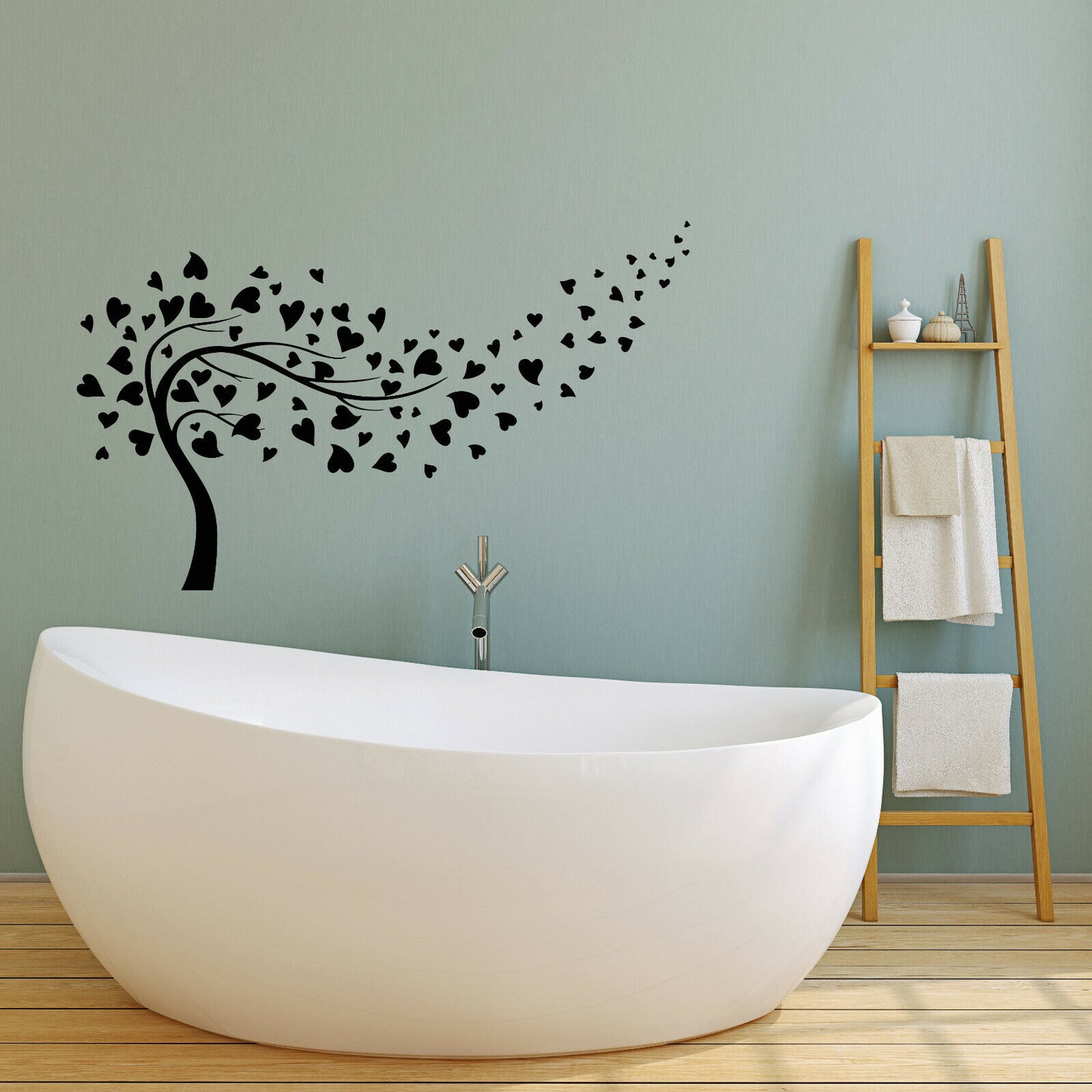 Vinyl Wall Decal Romantic Love Tree Hearts Leaves Stickers (3993ig)