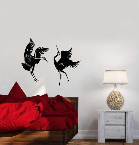 Vinyl Wall Decal Asian Style Japanese Herons Birds Love Romance Stickers 4032ig