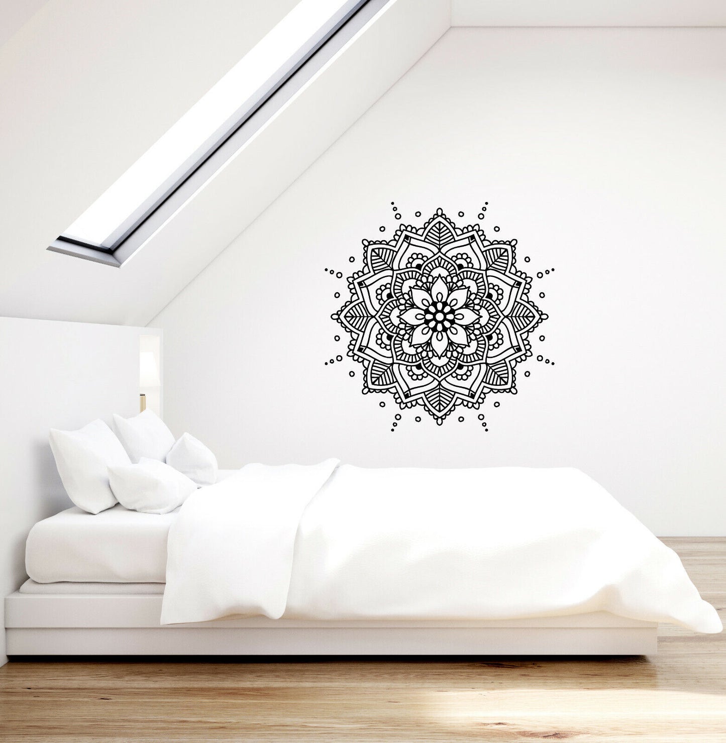 Vinyl Wall Decal Mandala Ornament Lotus Flower Yoga Girl Room Stickers (4041ig)