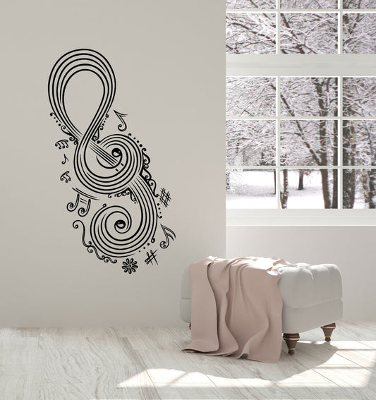 Vinyl Wall Decal Ornament Musical Notes Sheet Music Melody Stickers (4059ig)