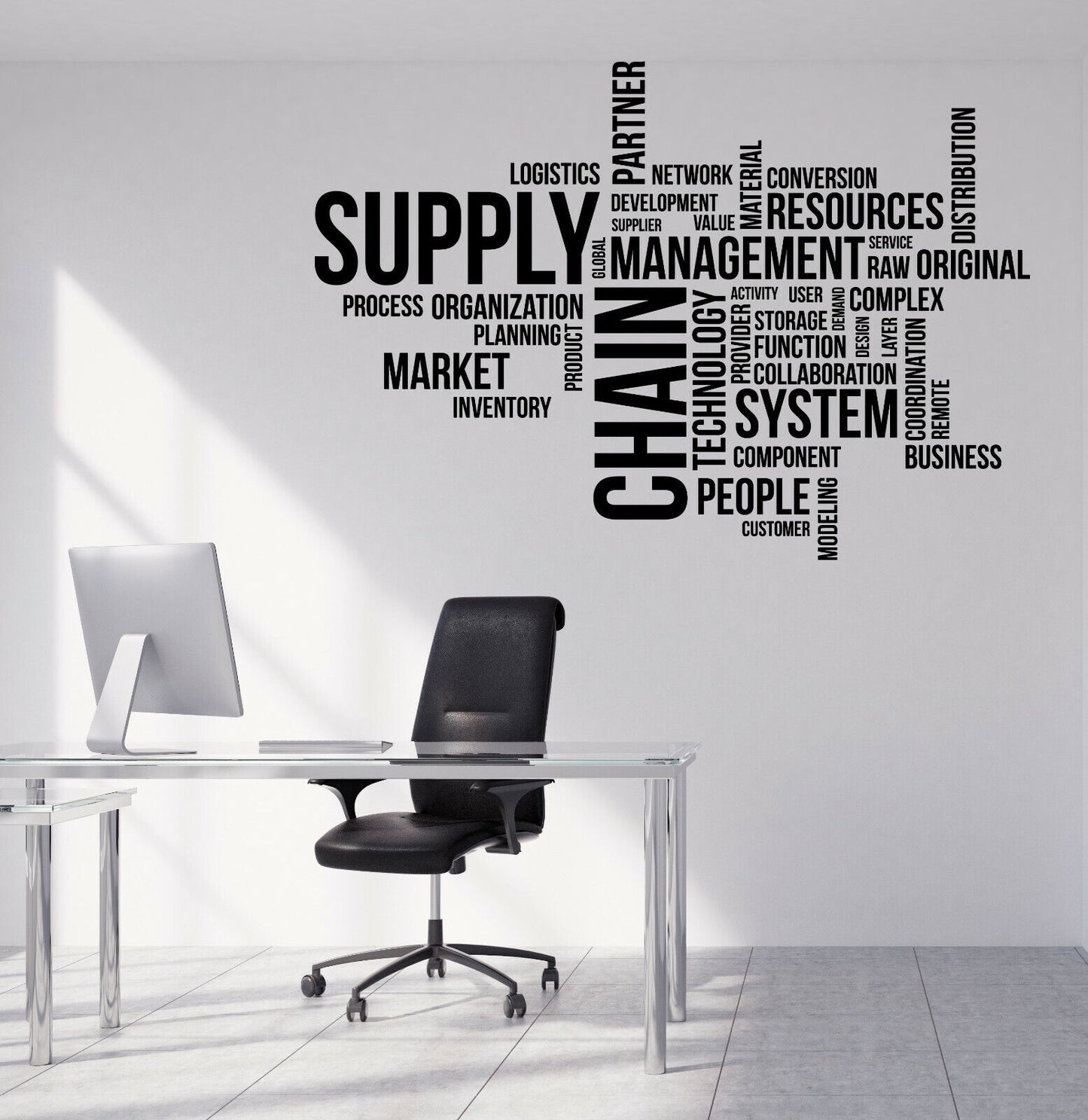 Vinyl Wall Decal Sticker Word Cloud Supply Chain Logistics Process (n1214)