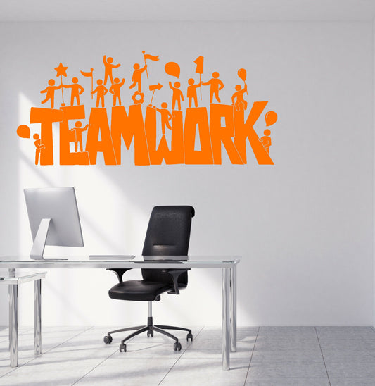 Vinyl Wall Decal Teamwork Logo Motivation Office Decor Quote Word Sticker 4125ig