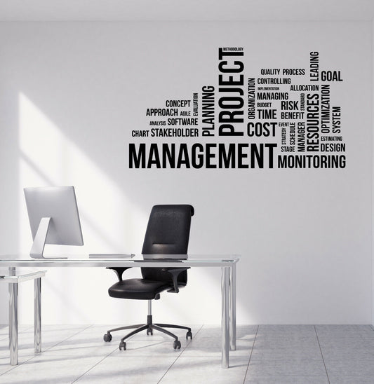 Vinyl Wall Decal Word Cloud Project Management Office Interior Decor (n1224)