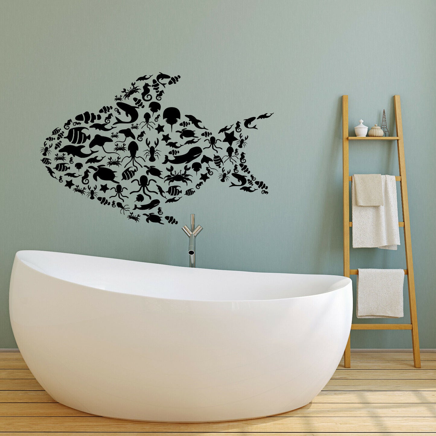 Vinyl Wall Decal Sea Ocean Animals ishing Store Marine Style Stickers (4135ig)