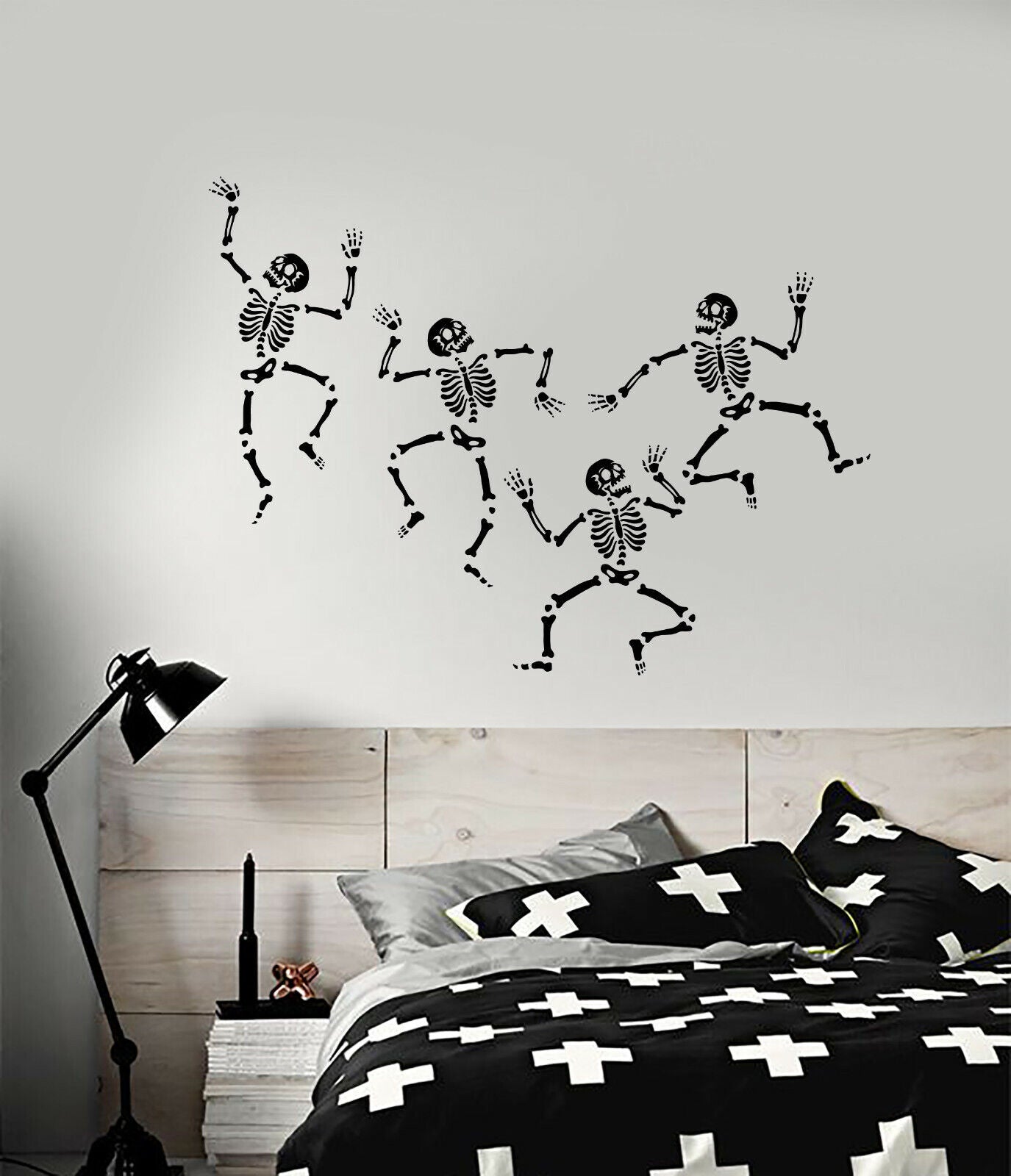 Vinyl Wall Decal Gothic Style Halloween Skeleton Dance Stickers (4139ig)