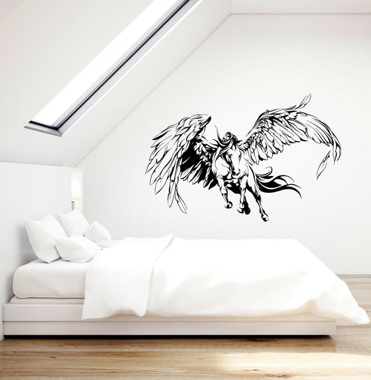 Wandtattoo Pegasus, Phantastisches Tier, Fantasy-Tierflügel, Vinyl, Aufkleber (4150ig)