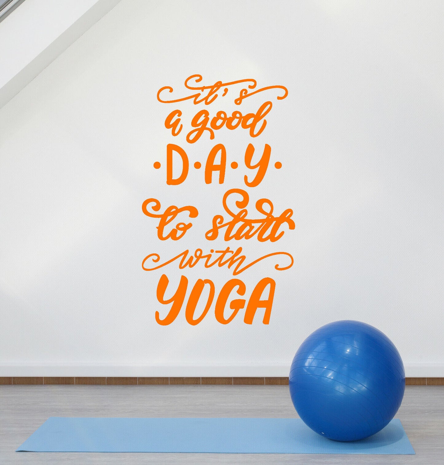 Vinyl Wall Decal Quote Words For Yoga Center Room Good Day Stickers (4155ig)