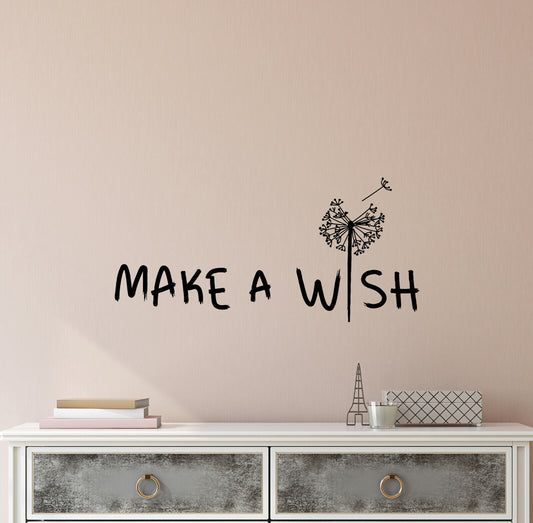 Wandtattoo "Make a Wish" mit Pusteblume, romantische Aufkleber, Vinyl, 4160ig