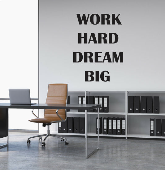 Vinyl Wall Decal Motivation Words Quote Work Hard Dream Big Stickers (4167ig)