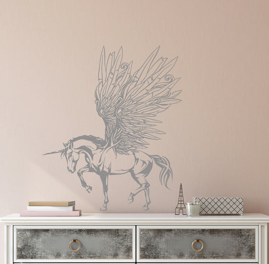 Wandtattoo Fantasy Pegasus Einhorn Flügel Märchensticker Vinyl (4168ig)