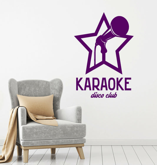 Vinyl-Wandaufkleber, Karaoke, Disco, Nachtclub, Logo, Mikrofon, Songaufkleber (4174ig)