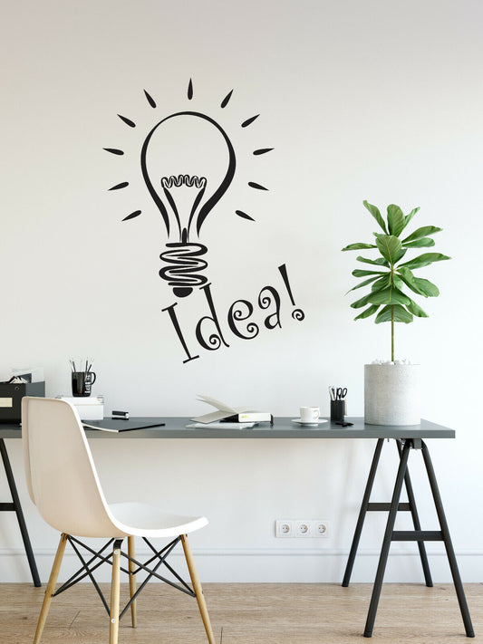 Vinyl Wall Decal Light Bulb Idea Word Logo Team Home Office Stickers (4182ig)