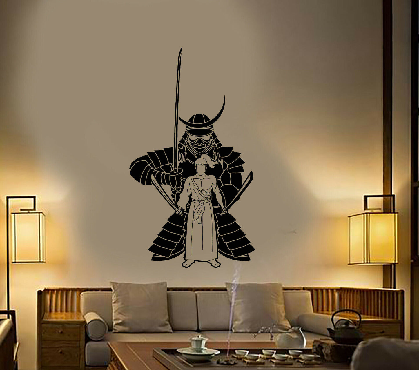 Autocollant mural en vinyle samouraï guerrier japonais armure Oriental Ninja autocollants (4183ig)