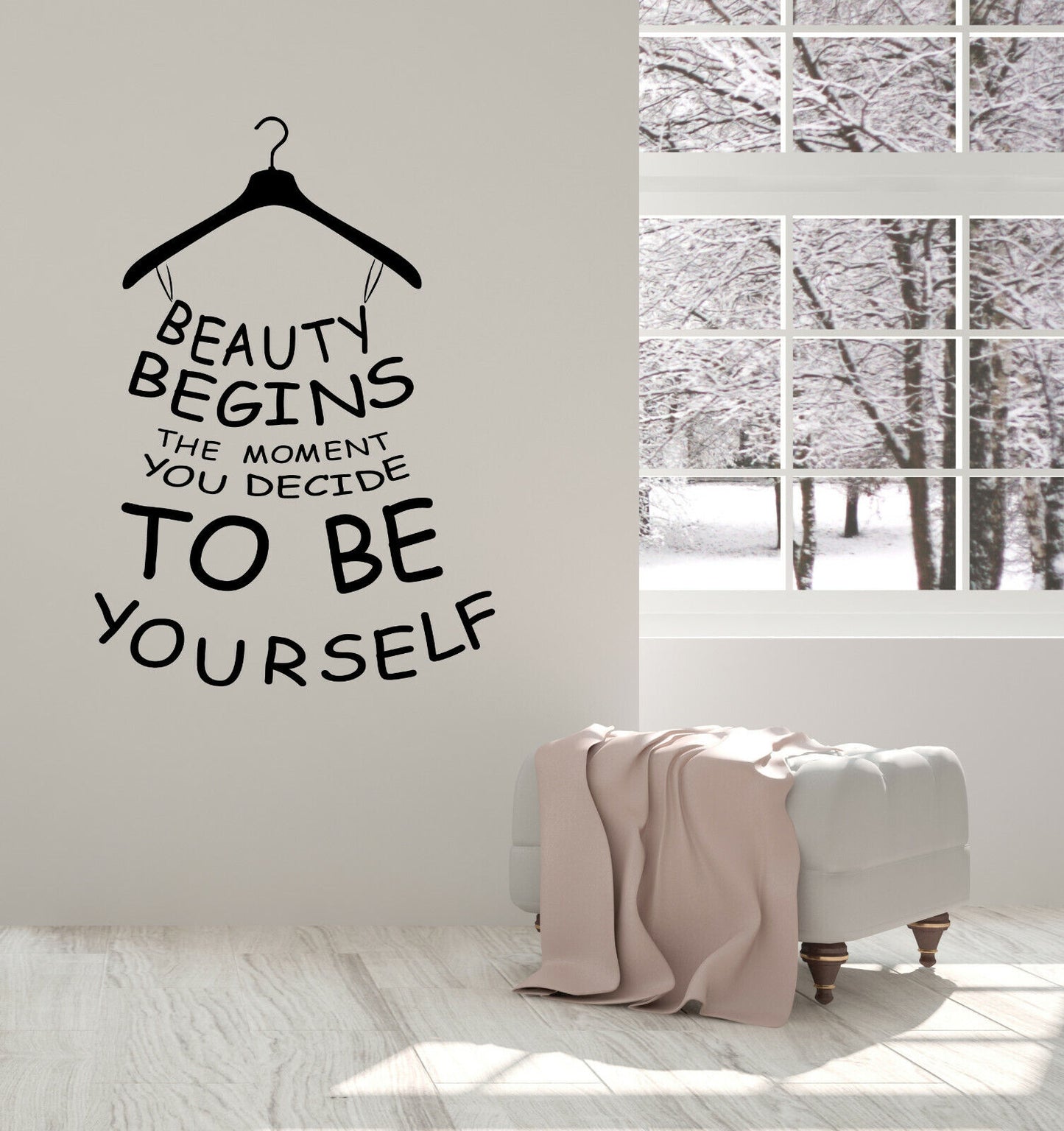 Vinyl Wall Decal Beauty Begins Be Yourself Inspirational Stickers (4201ig)