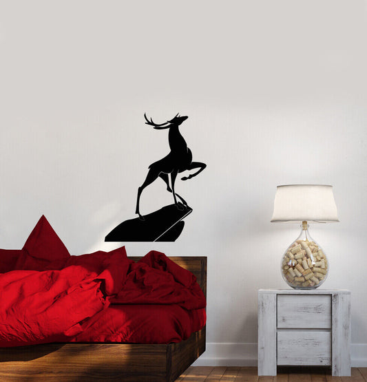 Vinyl Wall Decal Mountain Deer Landscape Nature Animal Christmas Stickers 4205ig