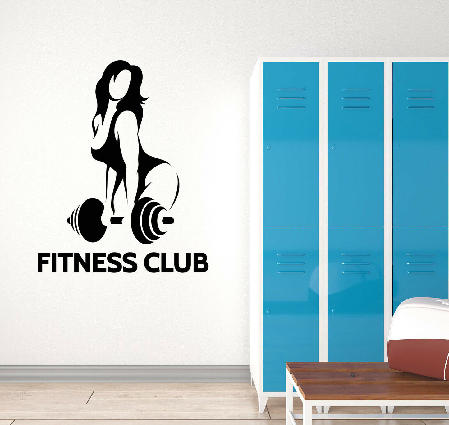 Wandtattoo Fitnessstudio Logo Fitness Club Sport Mädchen Hantel Vinyl Aufkleber (4218ig)