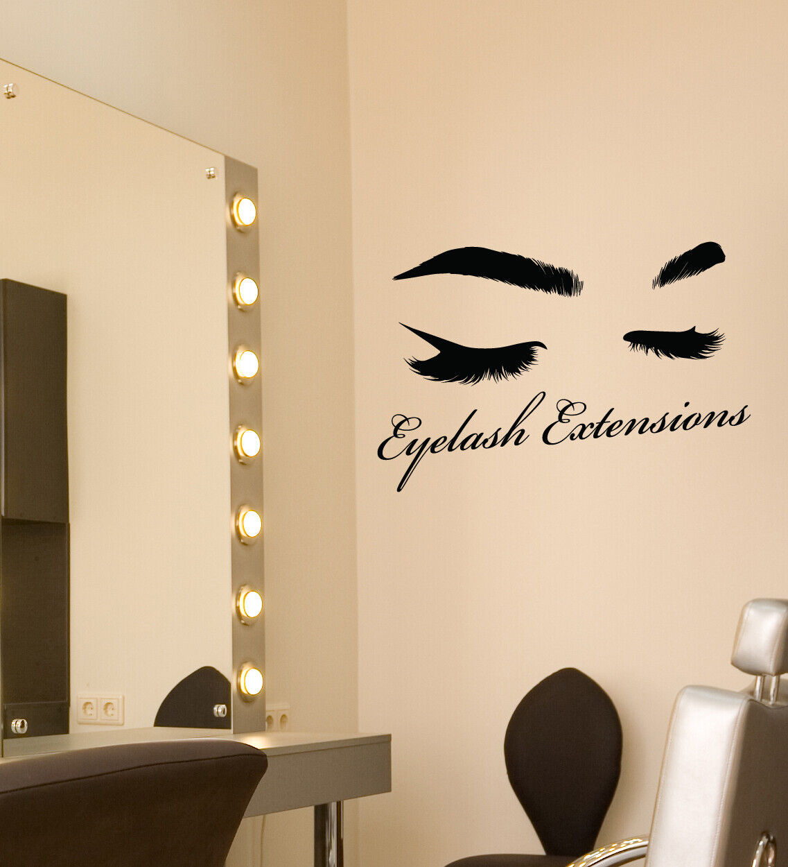 Vinyl Wall Decal Eyelash Extensions Logo Eyebrows Art Beauty Stickers (4232ig)