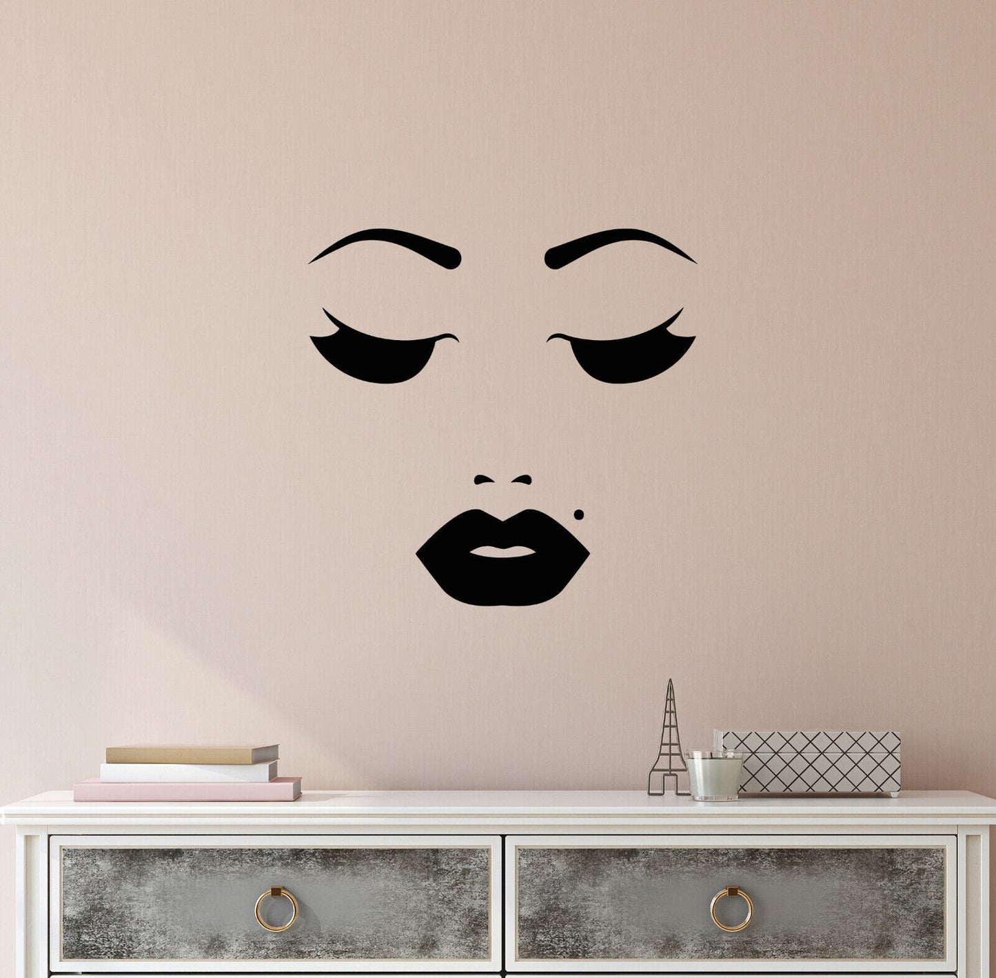 Vinyl Wall Girl Face Makeup Beauty Salon Beauty Spot Decal Stickers (4234ig)