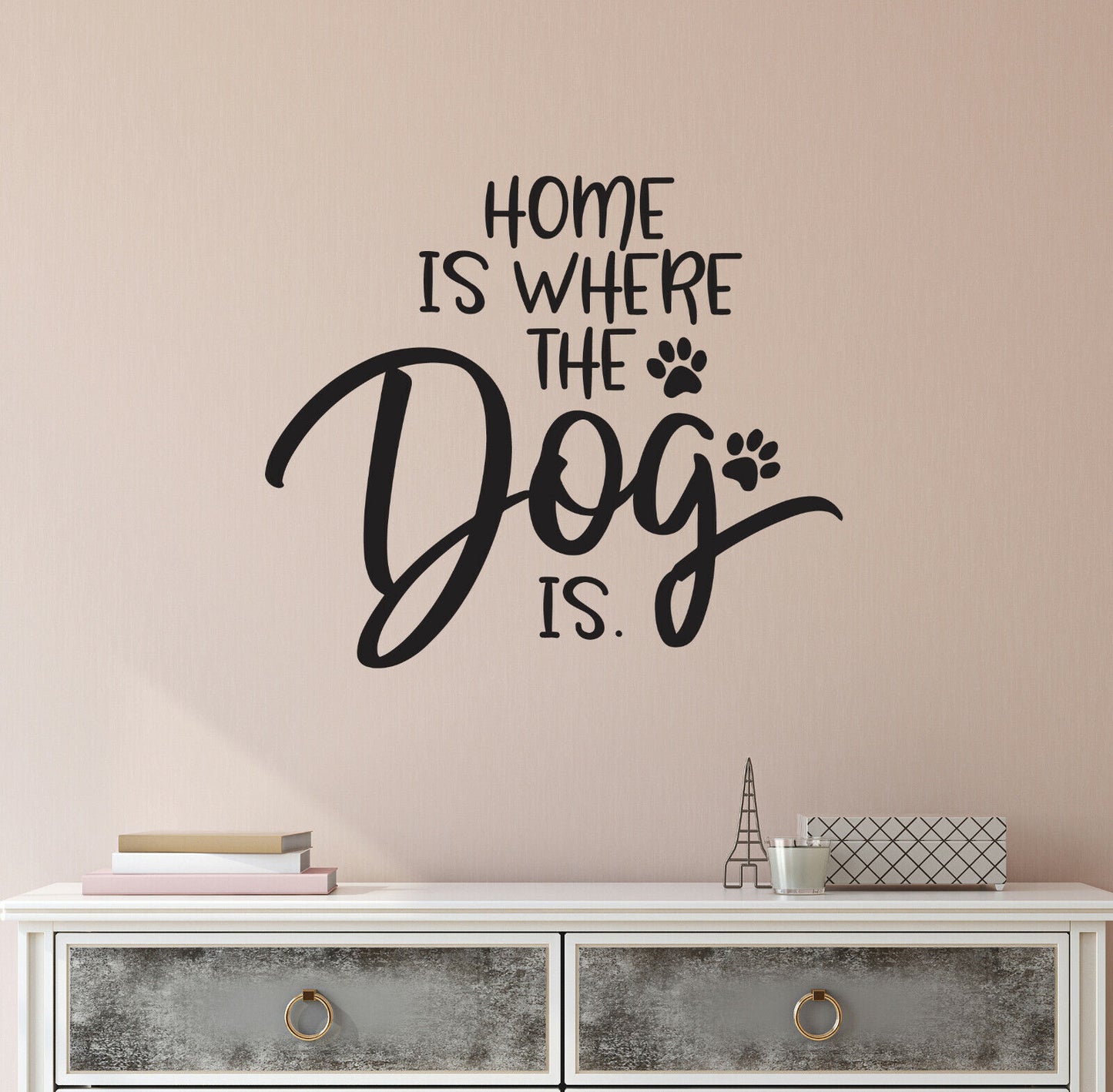 Vinyl Wall Decal Quote Words Pet Home Is Where the Dog Is Stickers (4238ig)