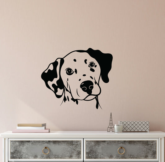 Autocollant mural en vinyle, tête de chien, Dalmatien, toilettage, maison, animaux (4239ig)