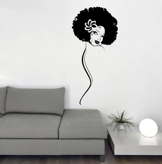 Autocollant mural en vinyle, Portrait de femme afro-américaine, décor (n1235)