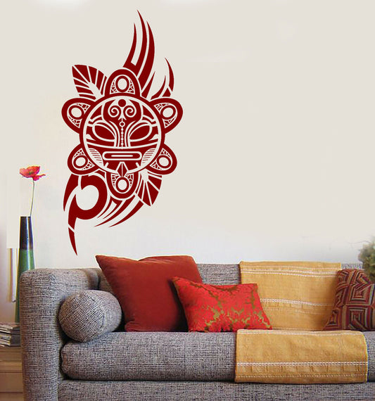 Autocollant mural en vinyle avec masque tribal, autocollant solaire Taino, décor artistique (n1240)