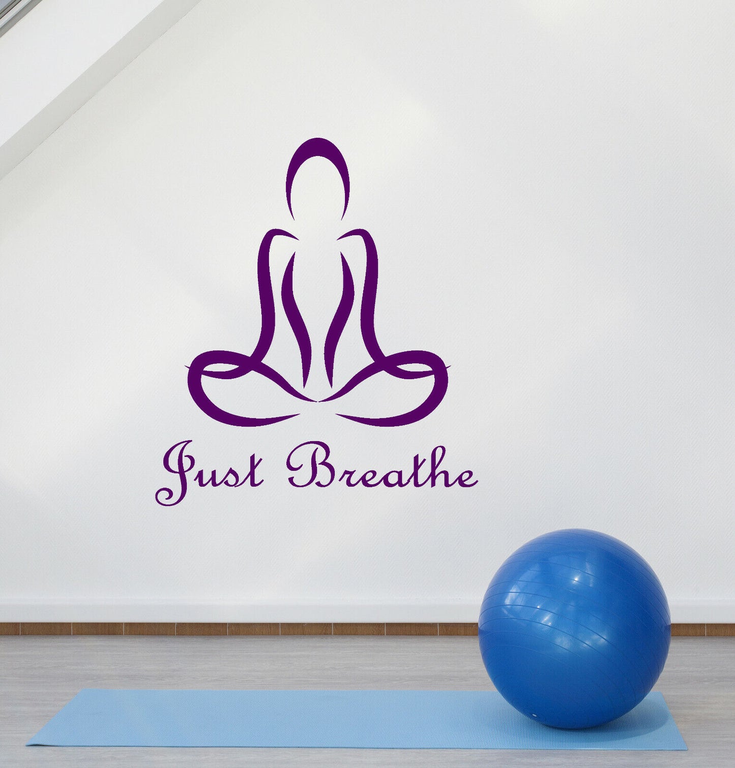 Vinyl Wall Decal Just Breathe Quote Yoga Meditation Room Stickers (4244ig)